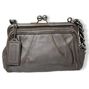 Coach Parker Leather Kisslock Bag 13621 in Pewter